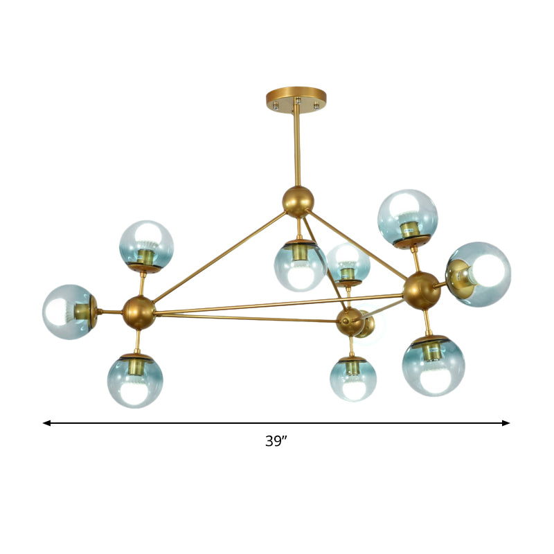 Modo Living Room Pendant Lamp Metal & Glass Multi-Head Contemporary Chandelier in Blue