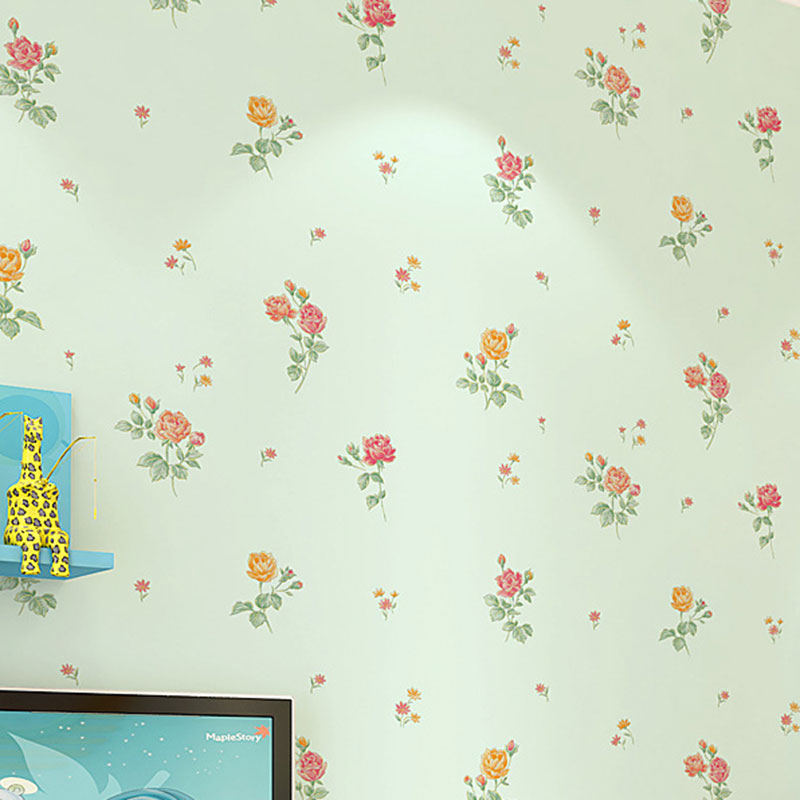 Dense Flower Pattern Wallpaper in Soft Color, Minimalist Wall Art for Guest Room