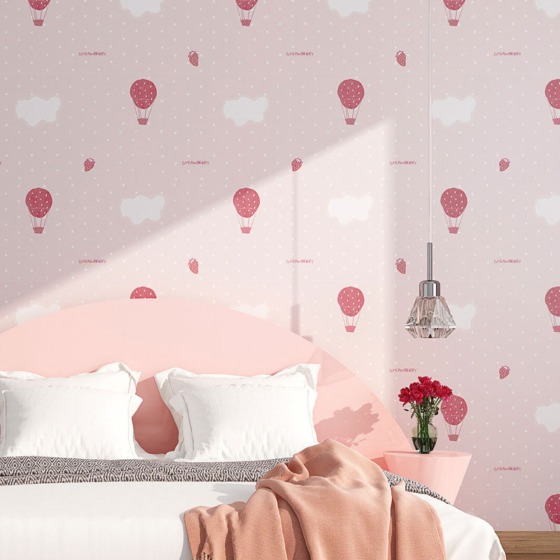 Fire Balloon Wall Art in Soft Color Vinyl Wallpaper for Kid's Bedroom, Self-Adhesive, 64.6 sq ft.