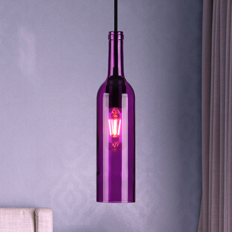 Rode/gele fles tint hangende verlichting industrieel glas 1 hoofd eetkamer hangende lamp