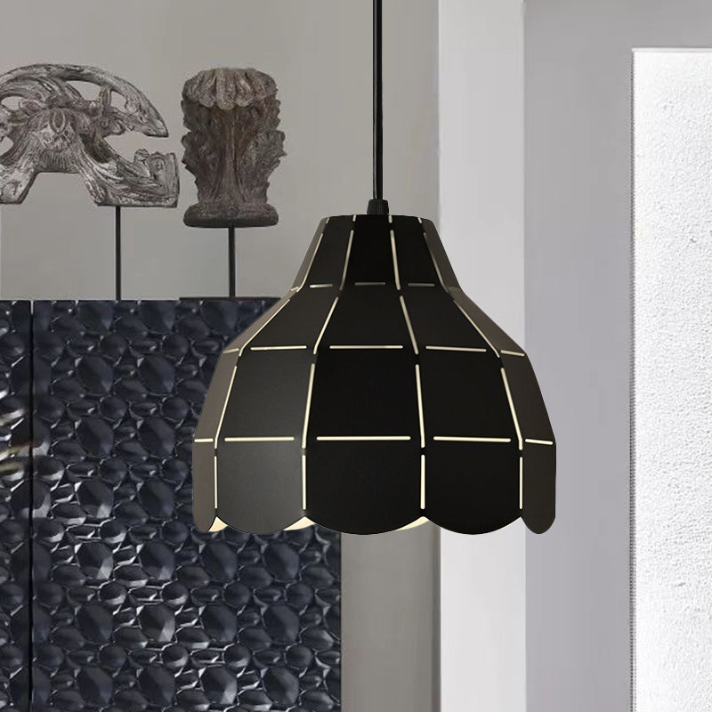 Black/Grey/White Dome Pendant Light One Bulb Nordic Style Metal Hanging Lamp for Dining Room