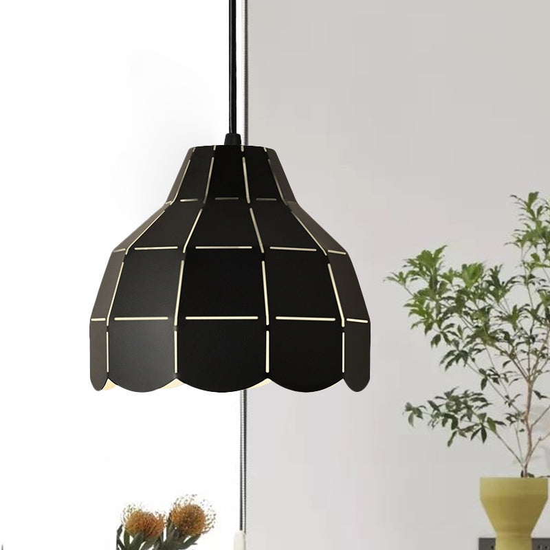 Black/Grey/White Dome Pendant Light One Bulb Nordic Style Metal Hanging Lamp for Dining Room