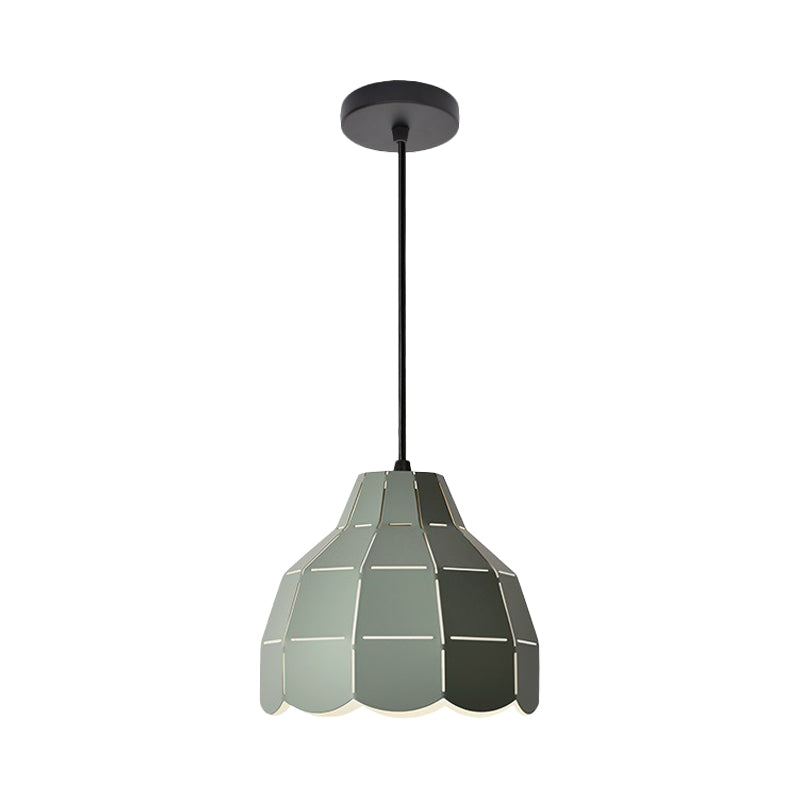 Black/Grey/White Dome Pendant Light One Bulb Nordic Style Metal Hanging Lamp for Dining Room