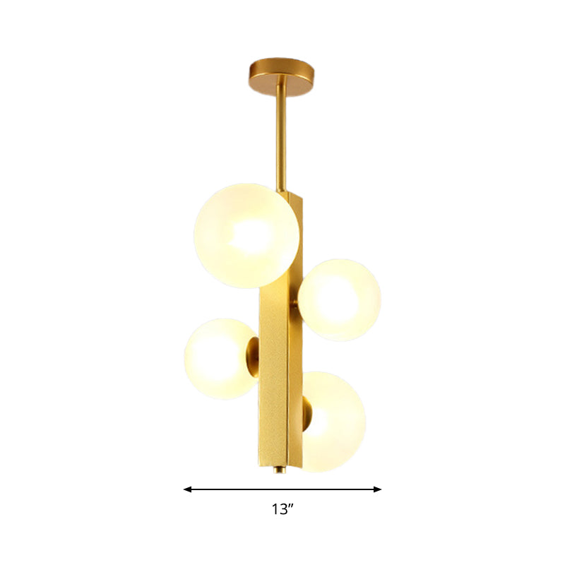 4/8 Lichter Gold Linear Suspension Leicht Einfacher moderner metallischer Kronleuchter mit modo klarer/weißer Glasschatten für Esszimmer