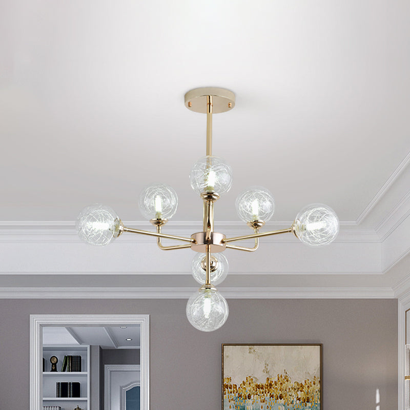 Post Modern Orb Chandelier 7/9/13 Lights Glass Shade Hanging Lamp in Gold Finish