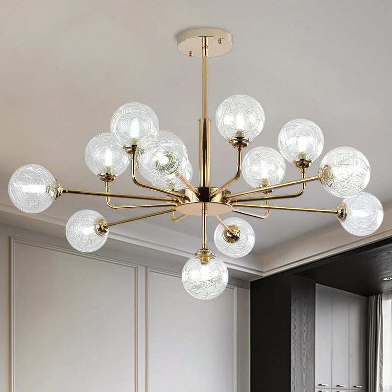 Post Modern Orb Chandelier 7/9/13 Lights Glass Shade Hanging Lamp in Gold Finish