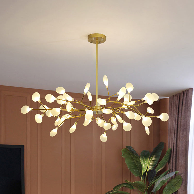 Frosted Flat Shade Ceiling Pendant Multi-Light Post Modern Metal Chandelier for Sitting Room