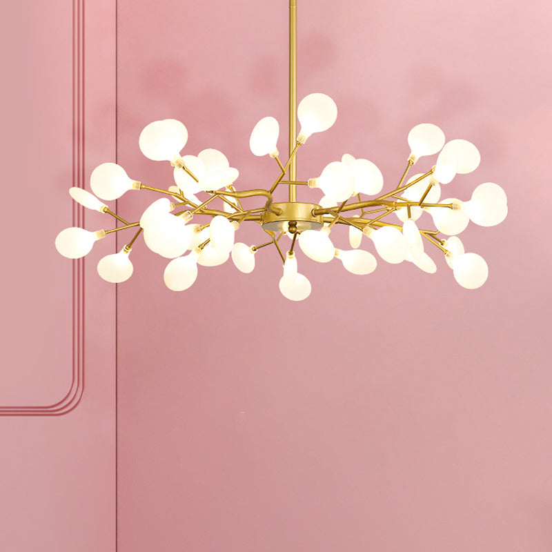 Frosted Flat Shade Ceiling Pendant Multi-Light Post Modern Metal Chandelier for Sitting Room