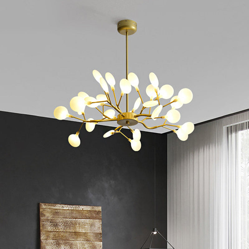 Frosted Flat Shade Ceiling Pendant Multi-Light Post Modern Metal Chandelier for Sitting Room