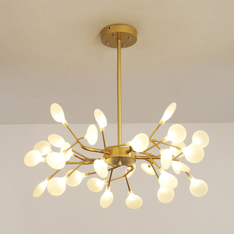 Frosted Flat Shade Ceiling Pendant Multi-Light Post Modern Metal Chandelier for Sitting Room