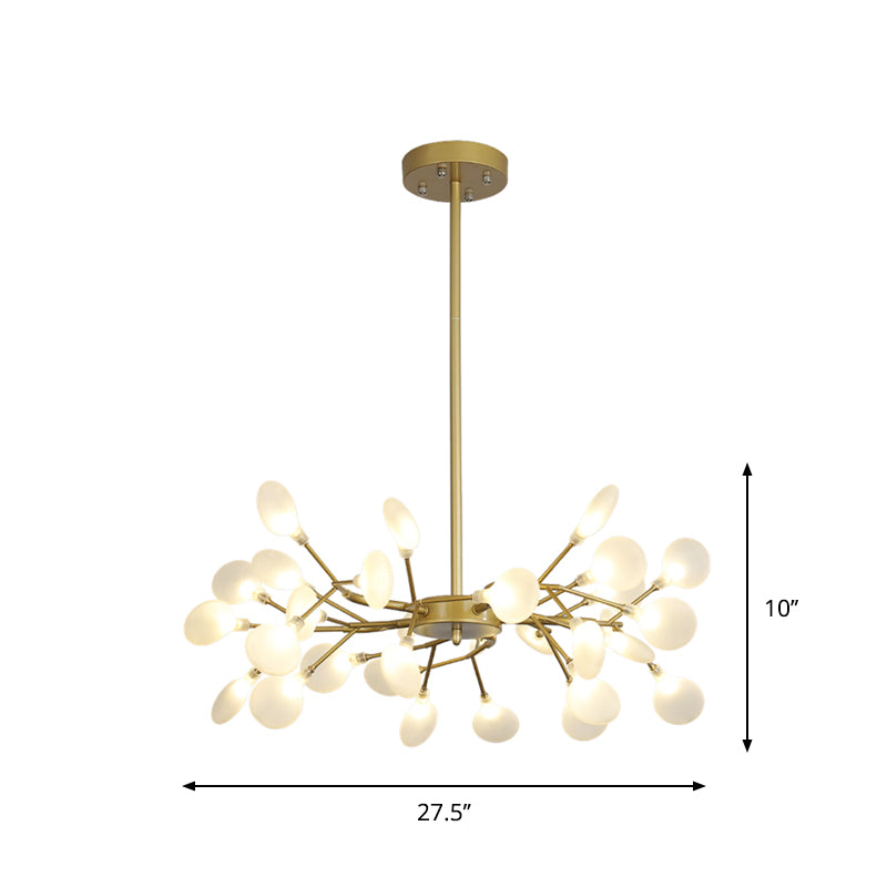 Frosted Flat Shade Ceiling Pendant Multi-Light Post Modern Metal Chandelier for Sitting Room