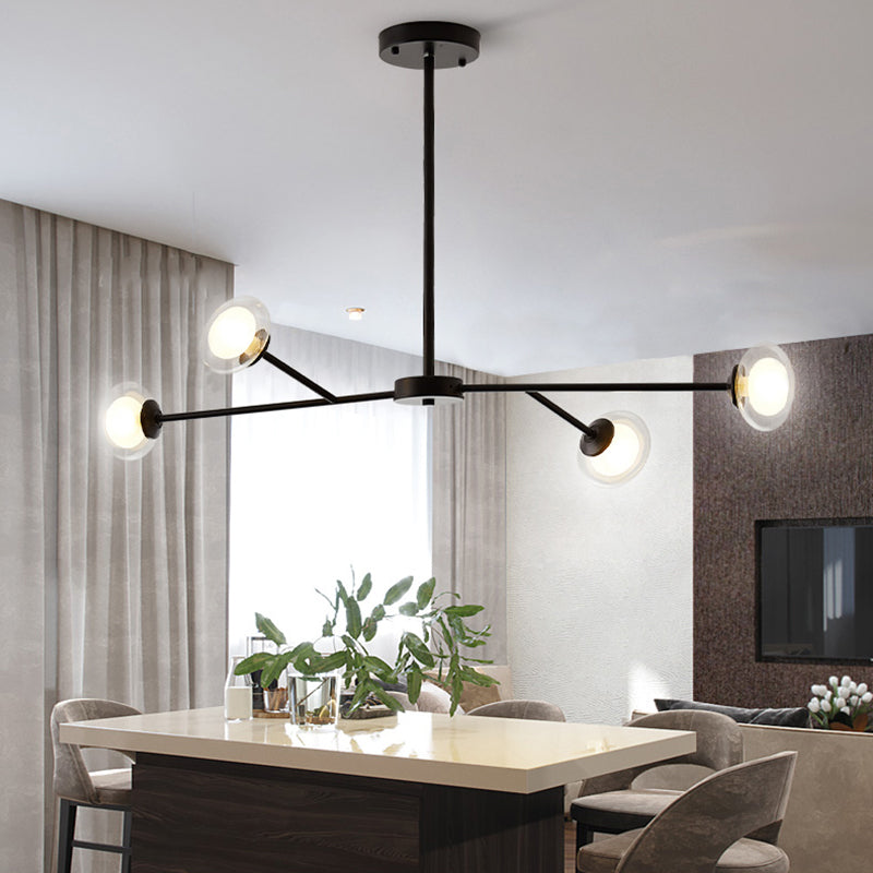 4 Lights Branch Pendant Lighting Simple Style Metallic Chandelier in Black for Kitchen Bedroom