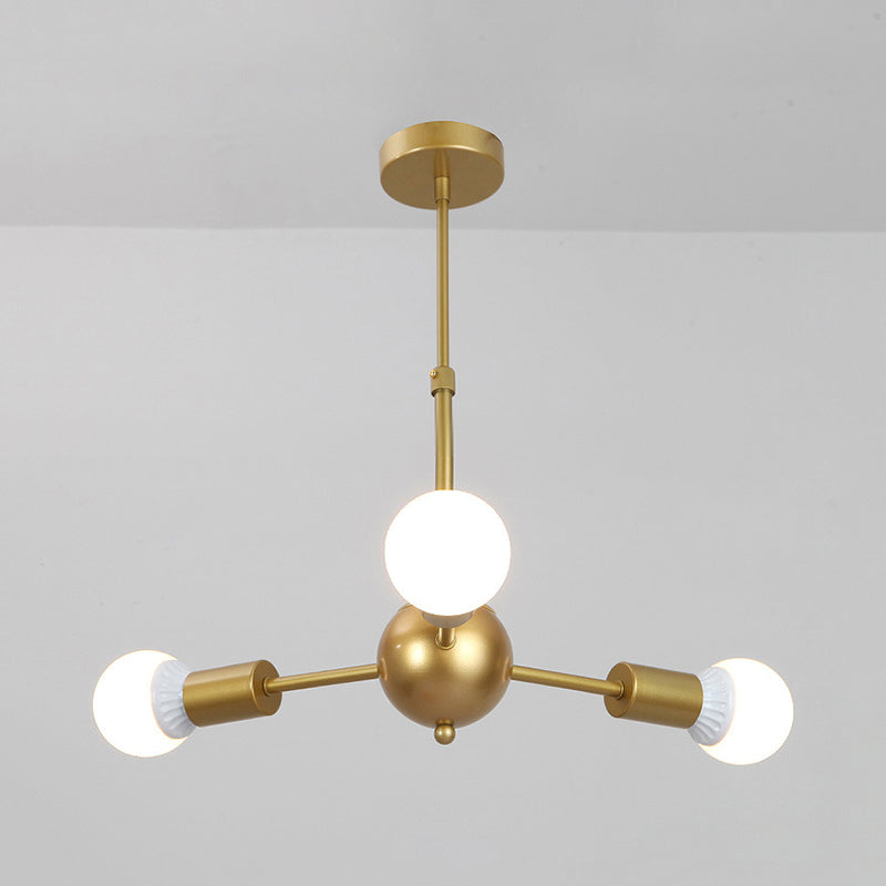 Modern Gold Finish Hanging Lighting Metallic Chandelier Light for Living Room Restaurant