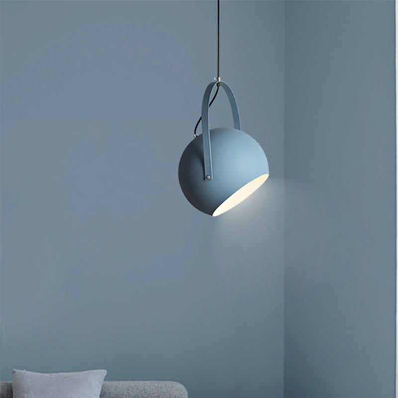 1 Head Globe Pendant Light Rotatable Macaron Loft Metal Hanging Light for Living Room