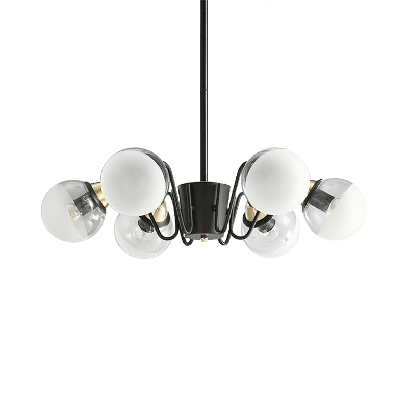 Black Pendant Light Multi-Head Modern Stylish Glass and Metal Chandelier for Study Room Kitchen