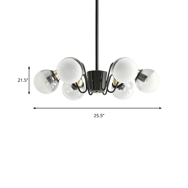 Black Pendant Light Multi-Head Modern Stylish Glass and Metal Chandelier for Study Room Kitchen