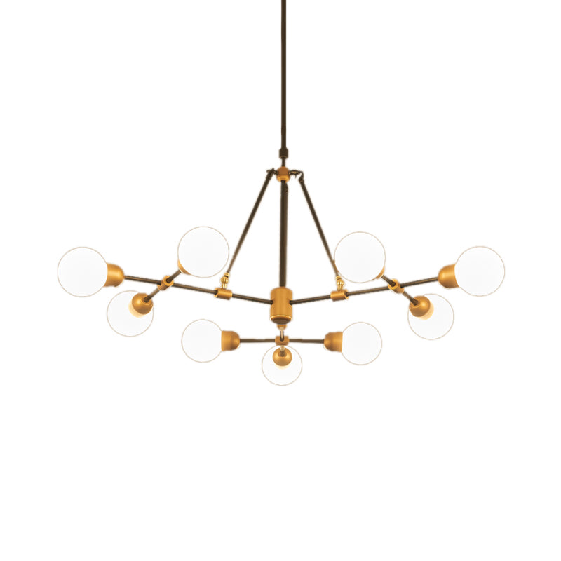 Modo Living Room Chandelier Opal Glass Multi-Head Modern Stylish Pendant Light in Brass