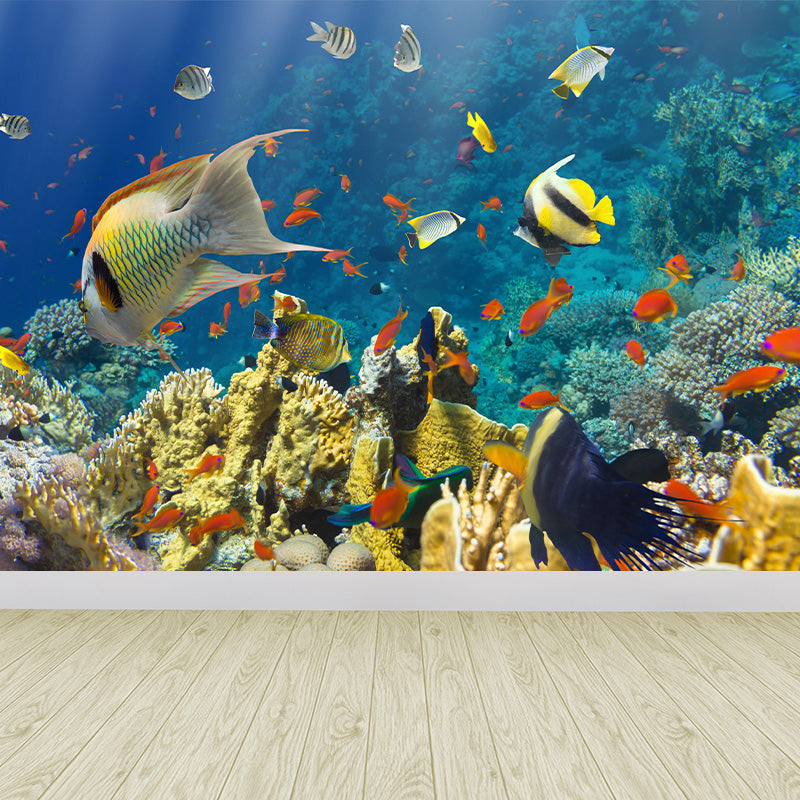 Tropical Underwater World Wallpaper Mural Colorful Moisture Resistant Wall Covering for Kids Room