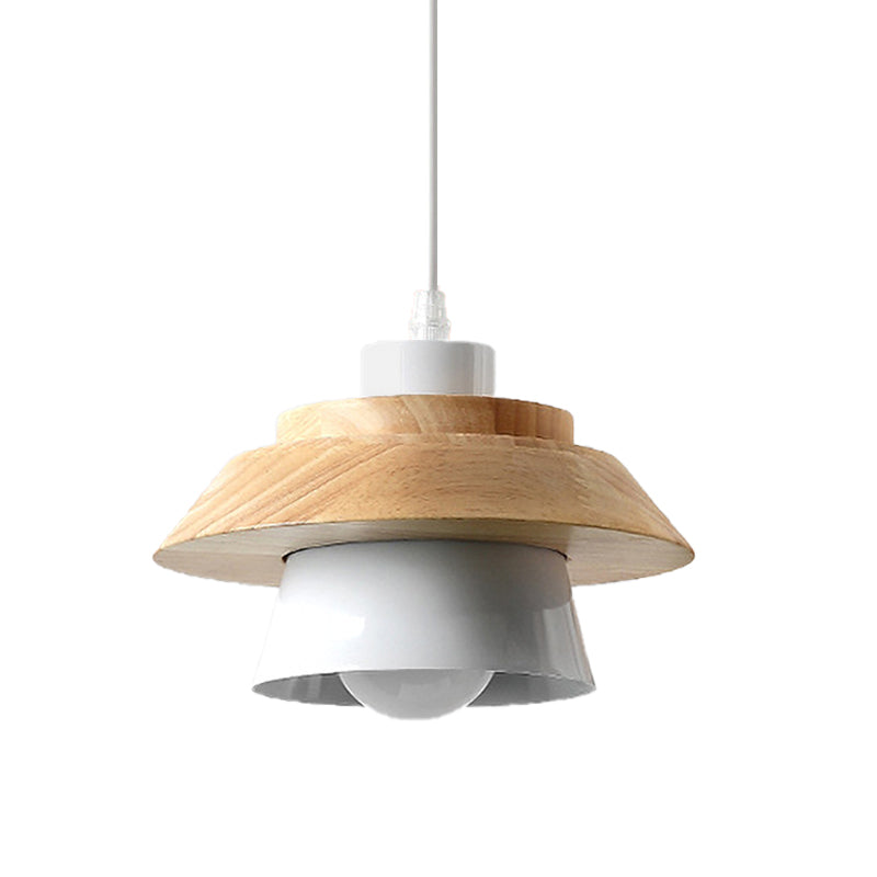 Macaron Style Fungo a sospensione Light Metal Wood 1 Light Appeding Light for Restaurant