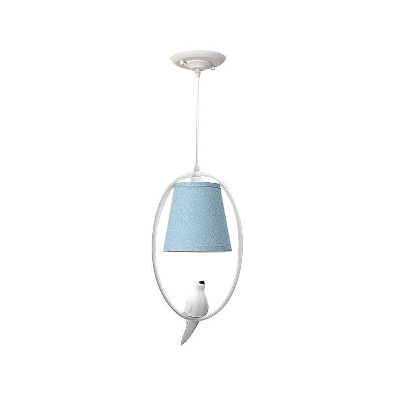 Balcony Bird Hanging Lamp with Tapered Shade Metal 1 Head Blue Pendant Light