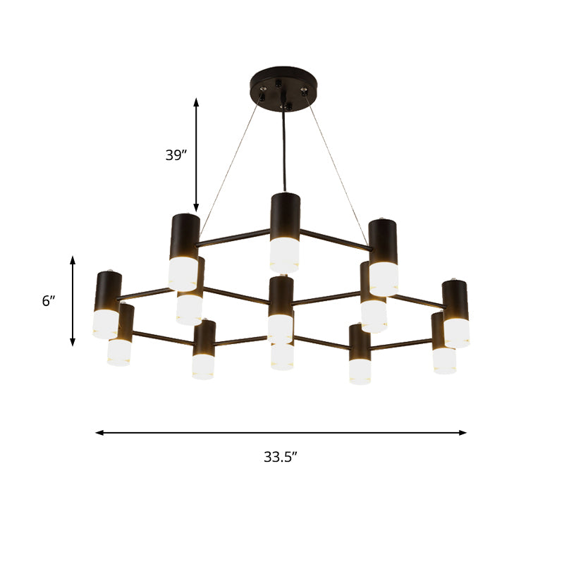 Modern Black Finish Hanging Light Honeycomb Metal Chandelier for Restaurant Cottage