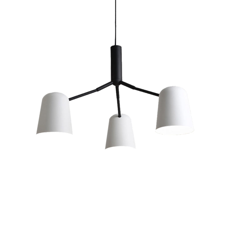 Iron Bell Shade Chandelier Nordic Simple Pendant Light in Black and White for Study Room