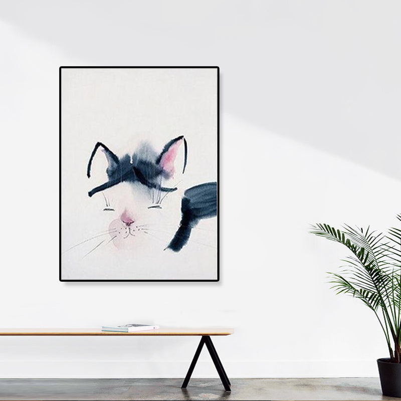 Cute Illustration Animal Canvas Art House Interior Wild Life Wall Decor in Soft Color, Textured