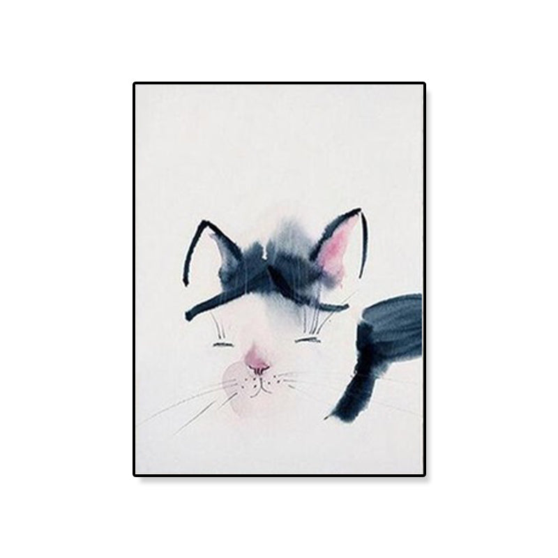 Cute Illustration Animal Canvas Art House Interior Wild Life Wall Decor in Soft Color, Textured