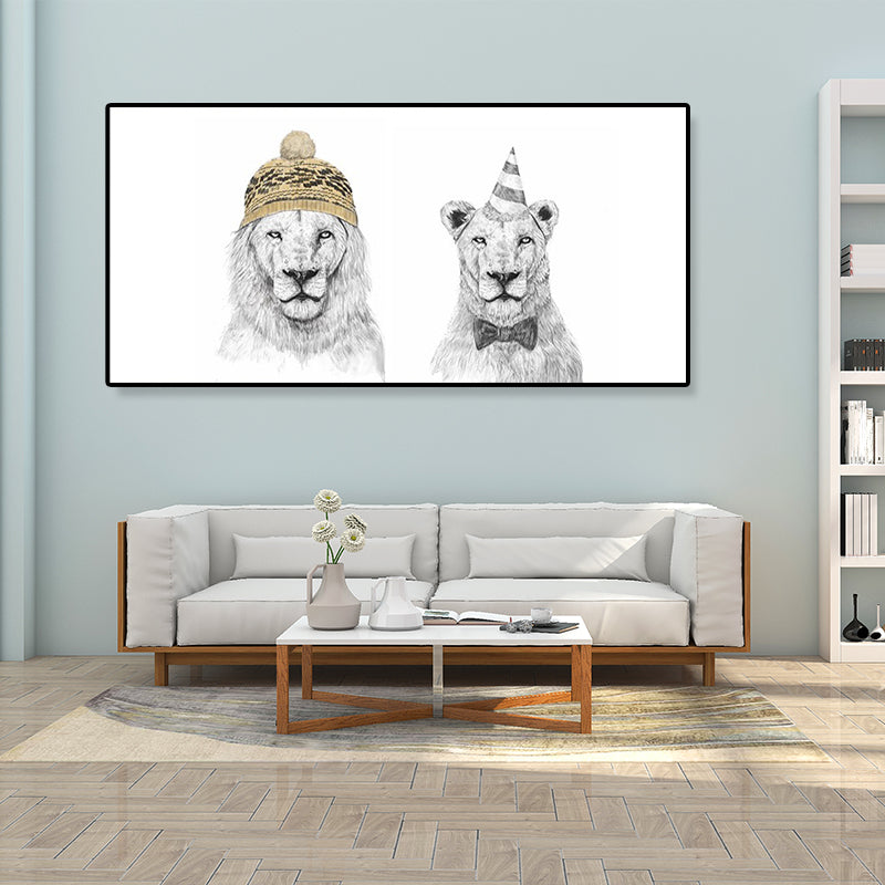 Textured Animal Canvas Art Contemporary Wall Decor for Boys Bedroom, Multiple Sizes Available