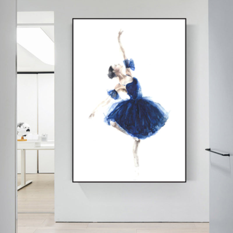 Pastel Drawing Ballet Girl Canvas Dance Nordic Textured Wall Art Print for Bedroom