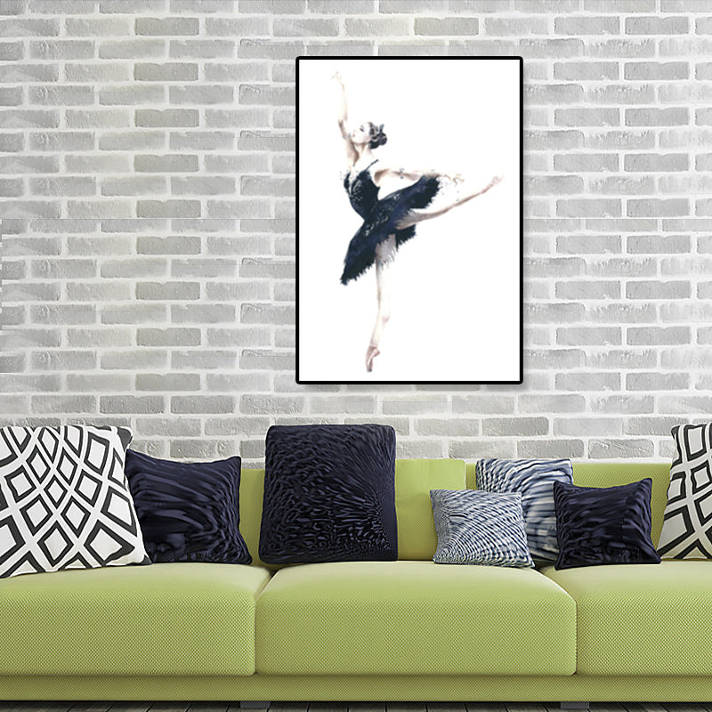 Pastel Drawing Ballet Girl Canvas Dance Nordic Textured Wall Art Print for Bedroom