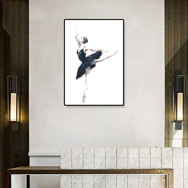 Pastel Drawing Ballet Girl Canvas Dance Nordic Textured Wall Art Print for Bedroom