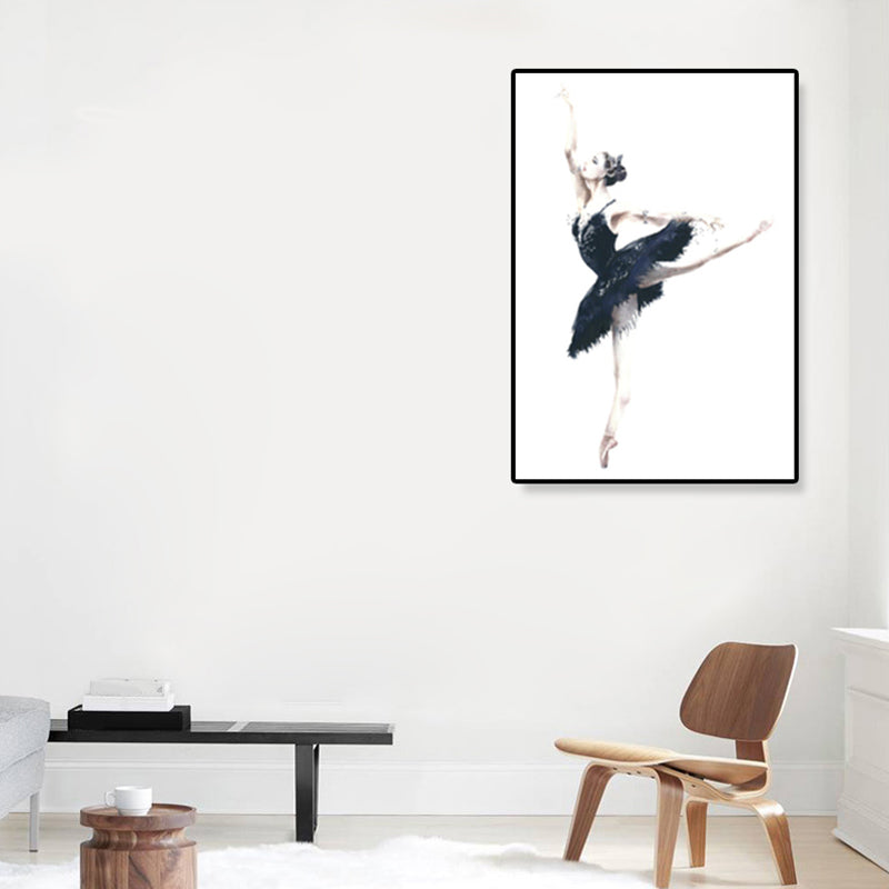 Pastel Drawing Ballet Girl Canvas Dance Nordic Textured Wall Art Print for Bedroom