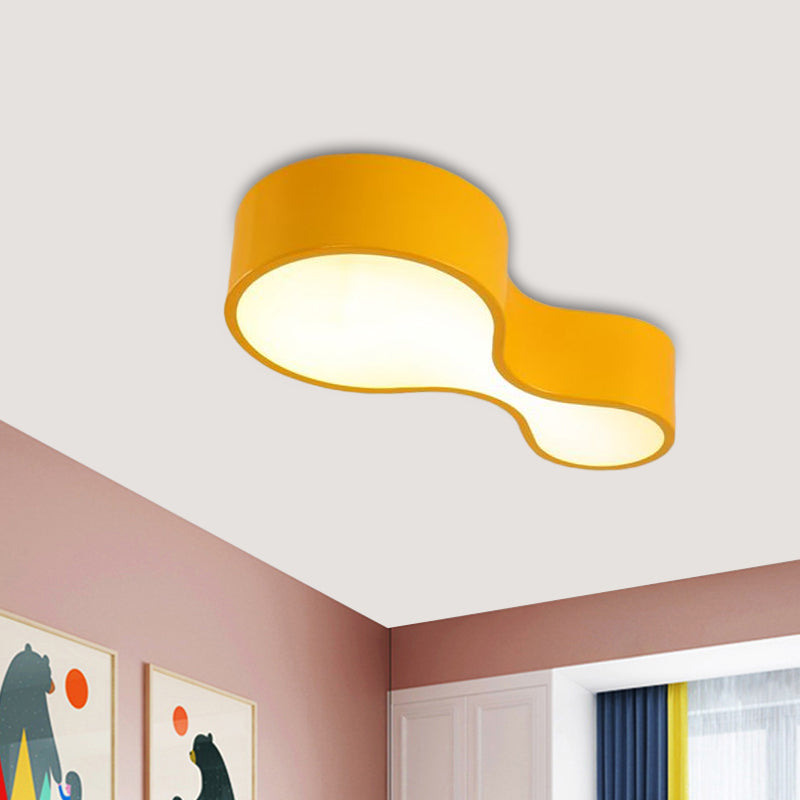 LED Corridor Flush Lighting Kids Red/Yellow/Blue Finish Ceiling Mounted Lamp with Gourd Acrylic Shade