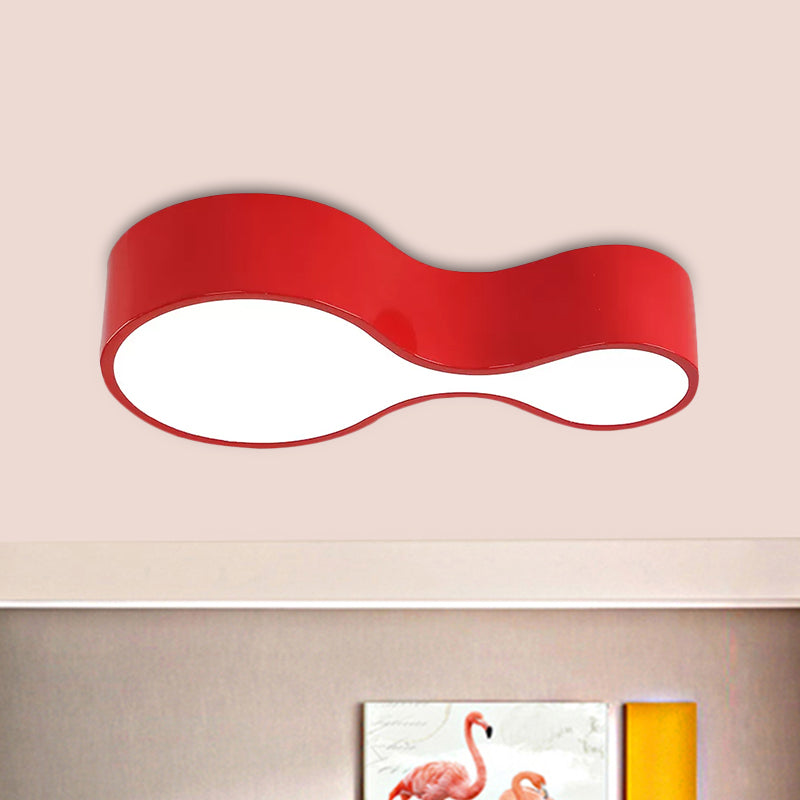 LED Corridor Flush Lighting Kids Red/Yellow/Blue Finish Ceiling Mounted Lamp with Gourd Acrylic Shade