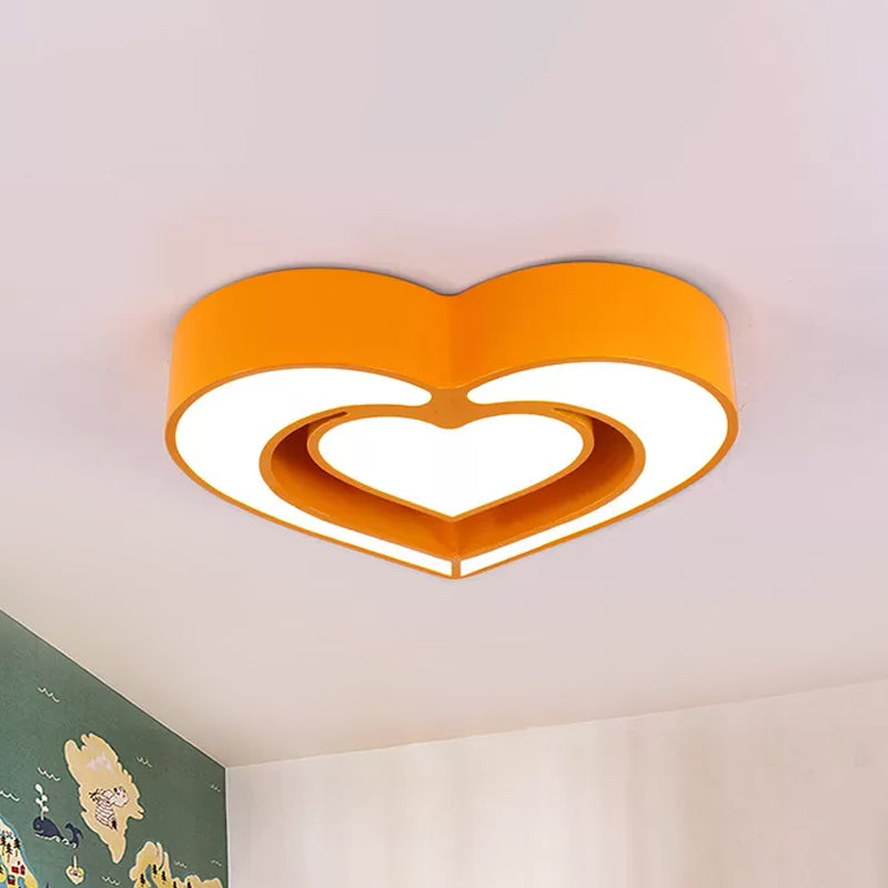 Acrylic Dual Loving Heart Flush Ceiling Light Kids Red/Yellow/Blue LED Flush Mount Lamp for Sleeping Room