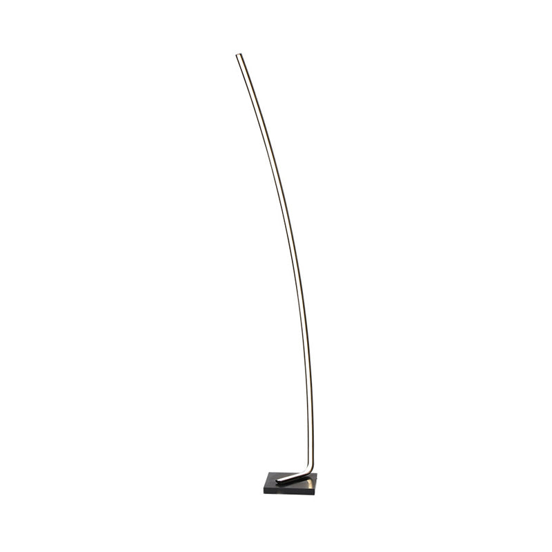 Metal Curved Linear LED Floor Light Minimalism Black/White/Gold Stand Up Lamp with Foot Switch, Warm/White Light