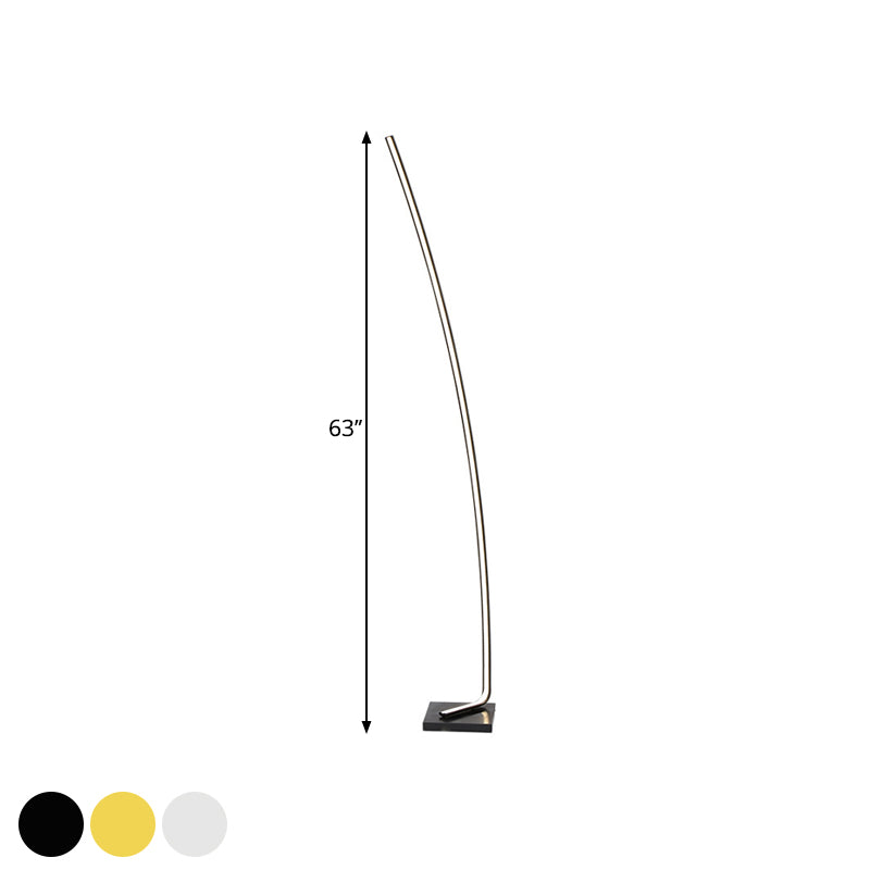 Metal Curved Linear LED Floor Light Minimalism Black/White/Gold Stand Up Lamp with Foot Switch, Warm/White Light