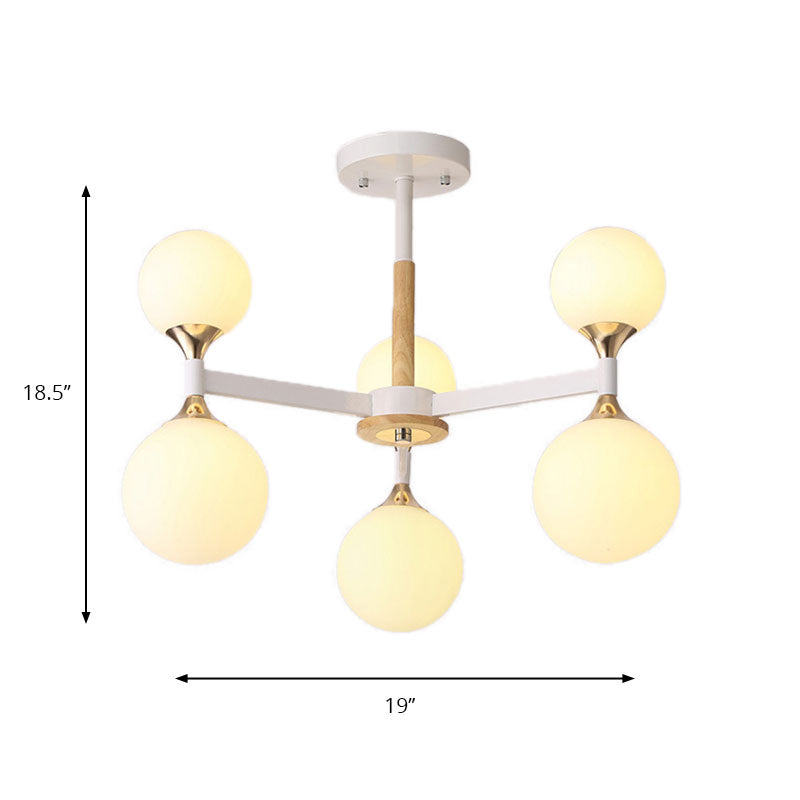 6/12-Licht-Glasball hängend Kronleuchter Holz und Metallkörperanhänger für das Restaurant