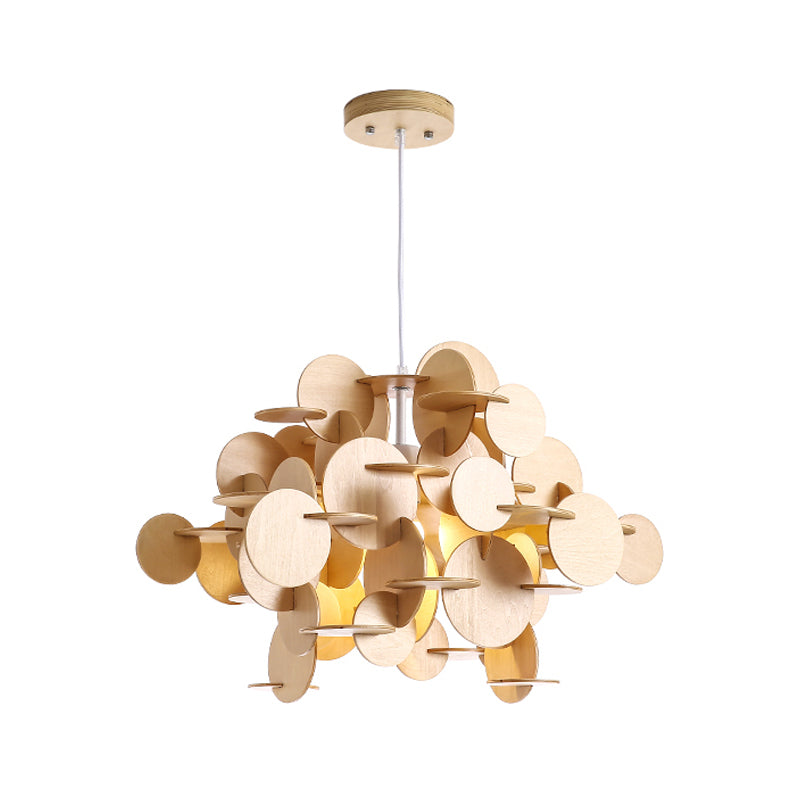 Puzzle Wooden Ceiling Pendant Nordic 1-Light Kid's Bedroom Hanging Lamp in Multicolor/Natural Color