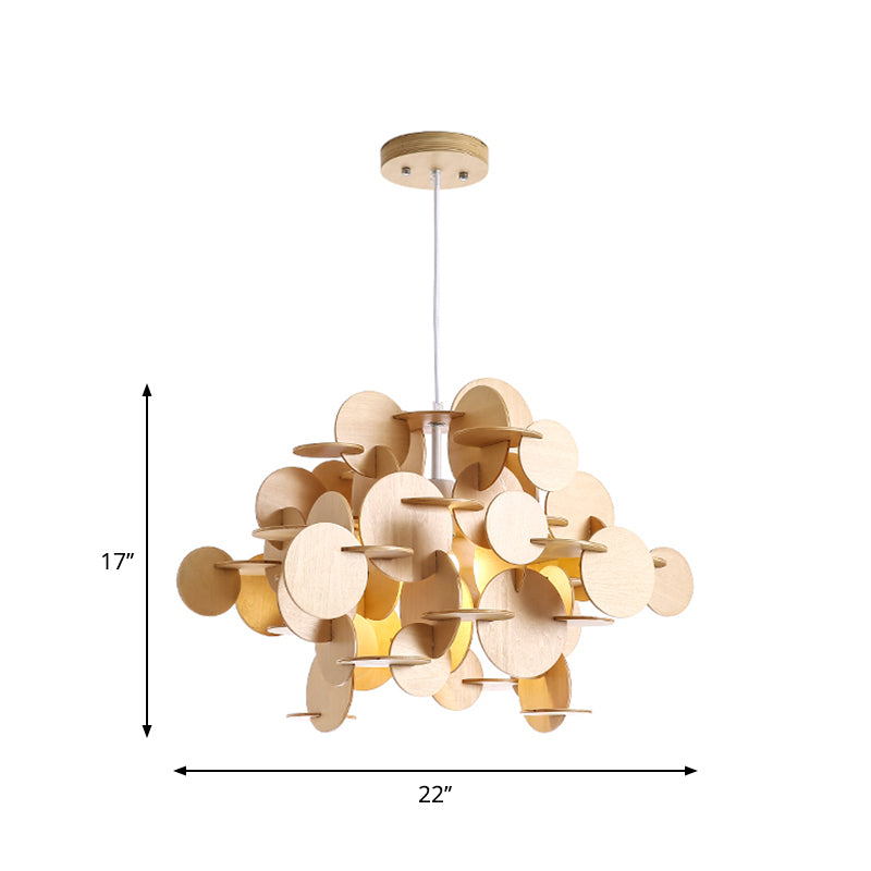 Puzzle Wooden Ceiling Pendant Nordic 1-Light Kid's Bedroom Hanging Lamp in Multicolor/Natural Color