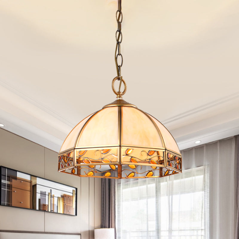 Dôme salle à manger plafond pendentif colonial opale grosted verre 1 tête beige suspendu luminaire