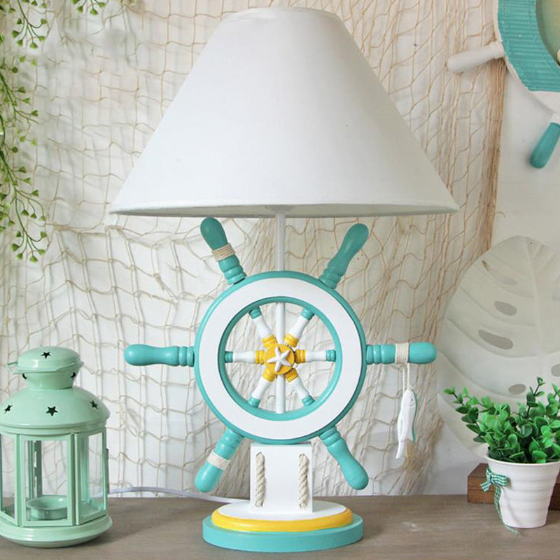 Kids Style Rudder Table Lamp Wood 1 Head Bedside Night Light in Pink/Blue/Green with Dimmer Switch/Power Switch