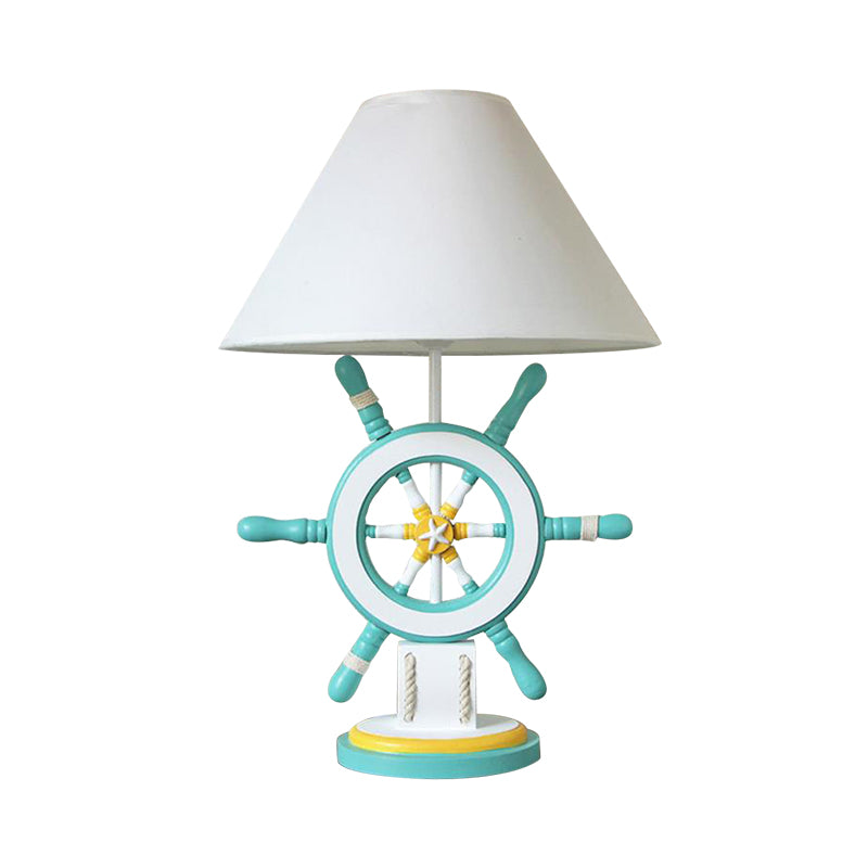 Kids Style Rudder Table Lamp Wood 1 Head Bedside Night Light in Pink/Blue/Green with Dimmer Switch/Power Switch