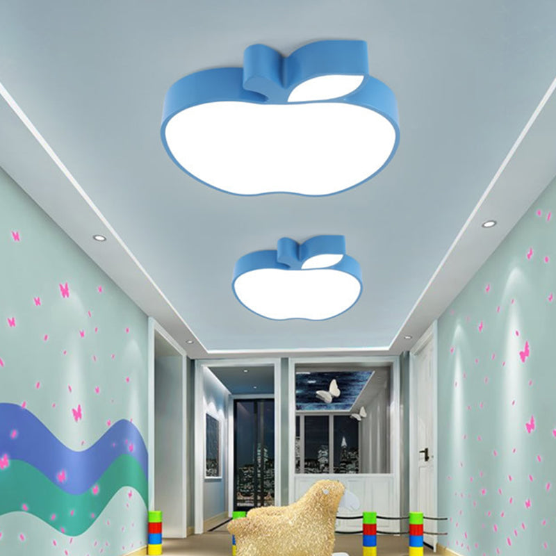 Apple Acrylic LED Ceiling Lamp Kids Style Red/Blue/Yellow Flush Mounted Light for Baby Room, 18"/21.5" W