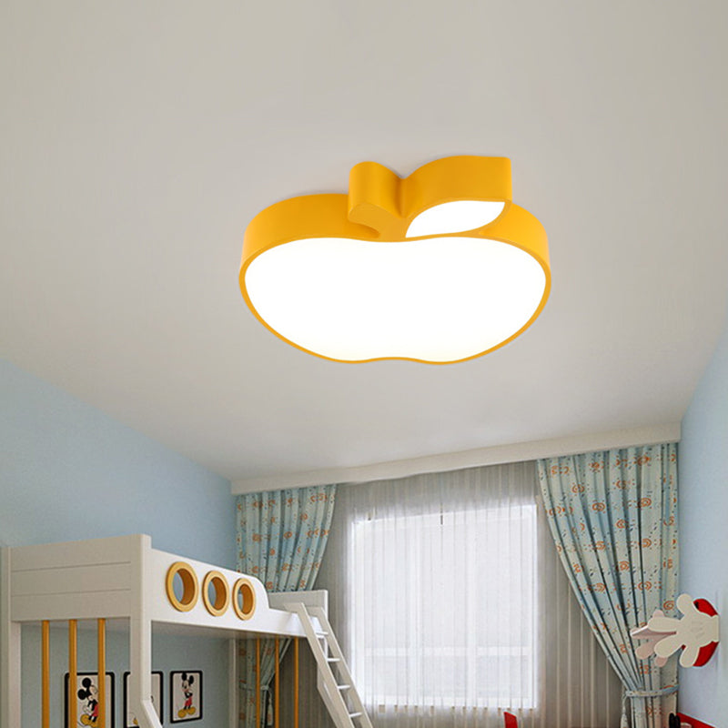 Apple Acrylic LED Ceiling Lamp Kids Style Red/Blue/Yellow Flush Mounted Light for Baby Room, 18"/21.5" W