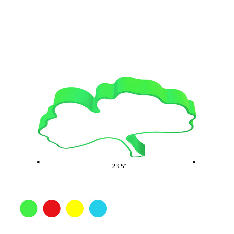 Ginkgo Blatt -LED -Deckenbeleuchtung Makkaron Metallrot/Gelb/Blau -Flush -Halterung für Kindergarten, 23,5 "/31,5" W.