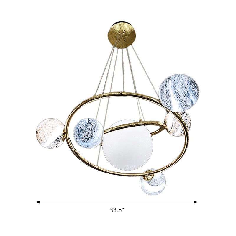 Univers Planet Pendant Light Creative Cool Glass Chandelier en or pour le tissu Shop