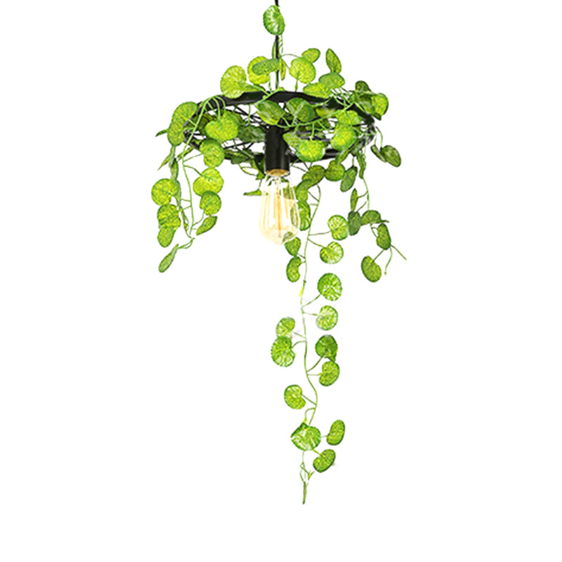 Chandelier de roue rétro Chandelier 1/3/6 PENDANT PROSIDE PLUS DE PROBLÈME EN NOIR avec plante décorative
