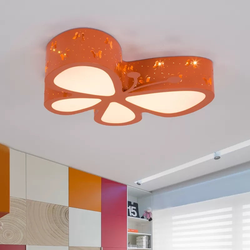 Lampada da soffitto a LED in acrilico leggero a forma di farfalla cava a forma di cartone animato per la camera delle ragazze